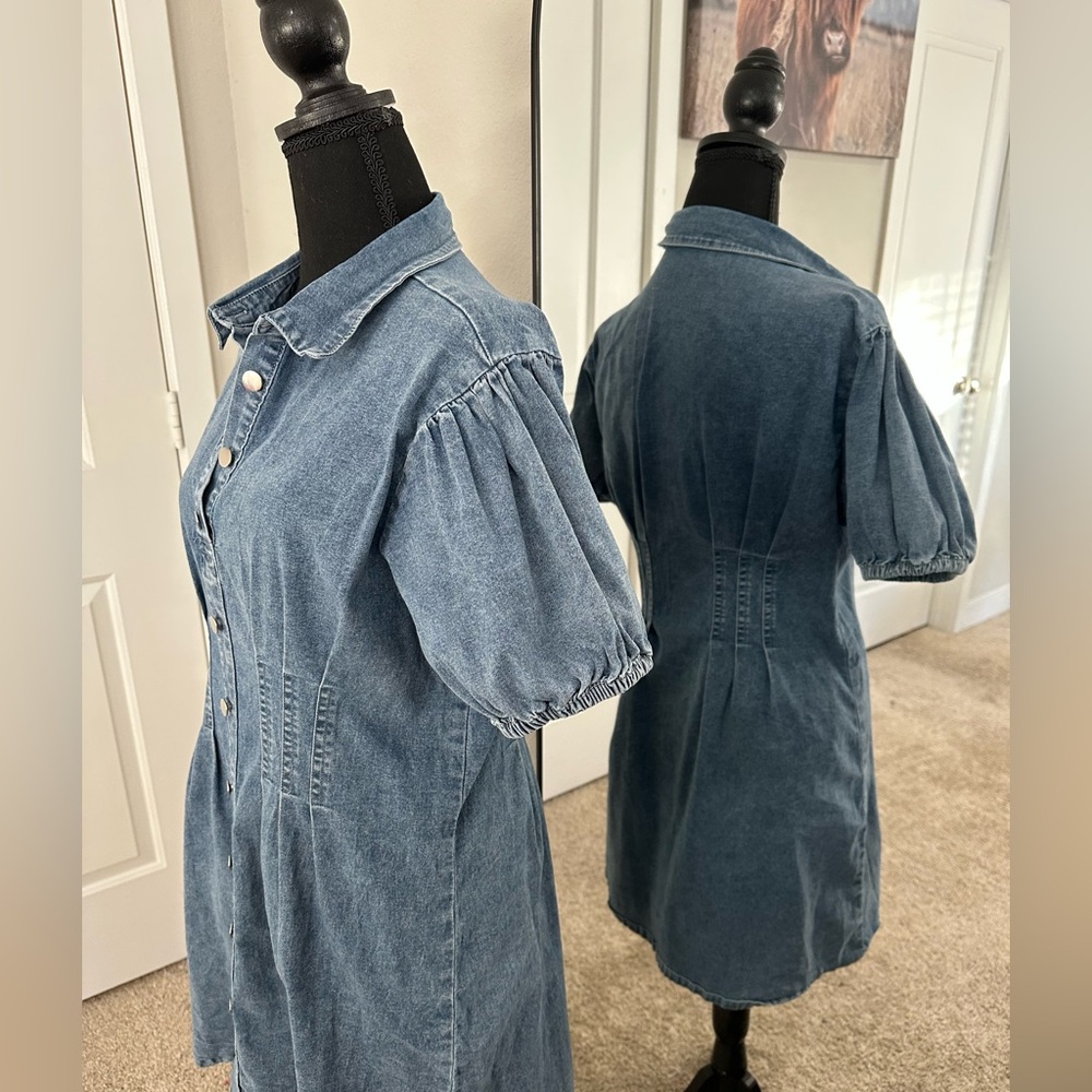 Light Blue Denim Mini Dress - Picture 4 of 4